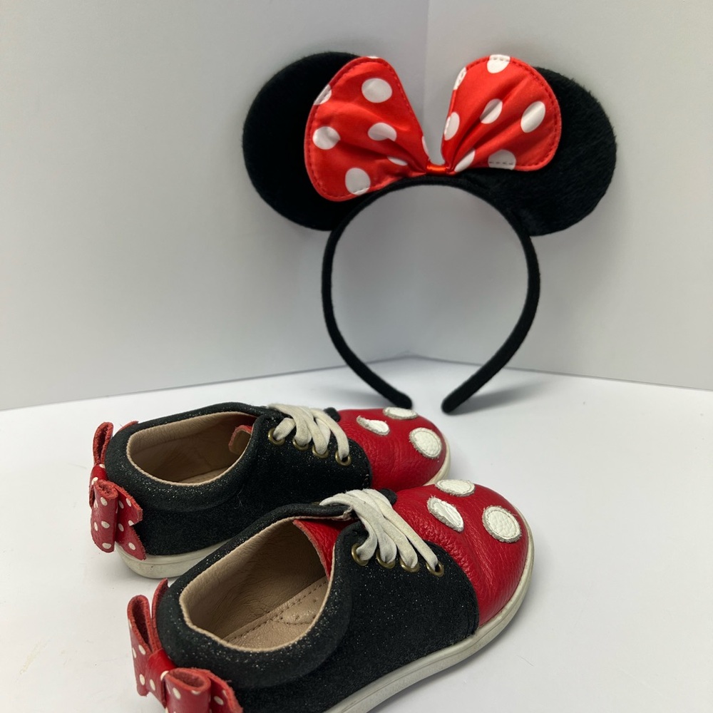 Minnie Mouse Shoes Girls Size 7 And Headband EUC
